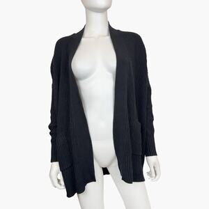 ACTIVE Unisex Long-Sleeve Chunky Ribbed Knit Open Cardigan (Black | Size S)